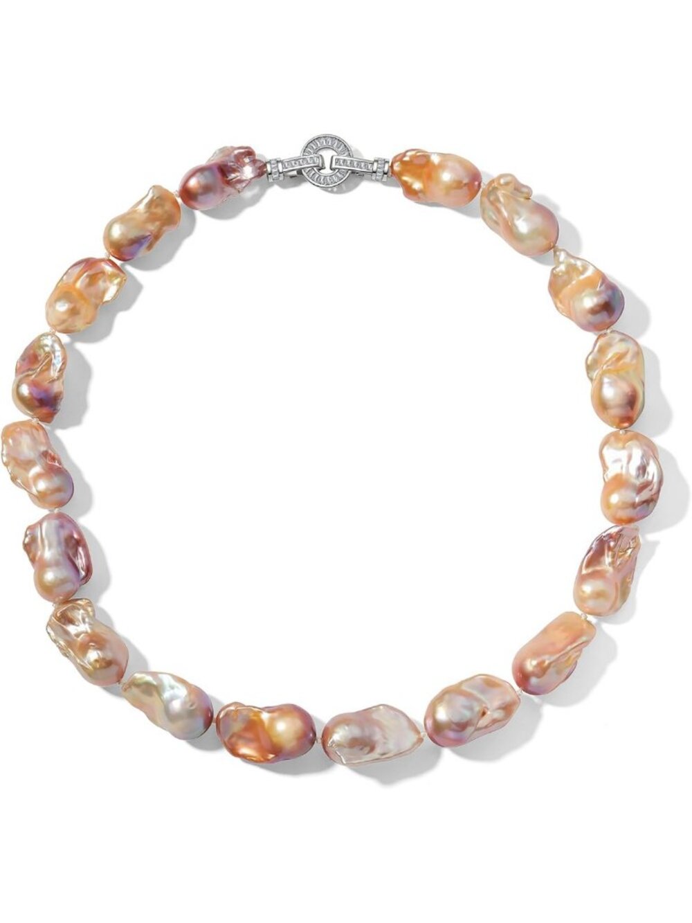 Stunning Freshwater Baroque Pearl Necklace, White/Purple, 18" Length, 13-15mm